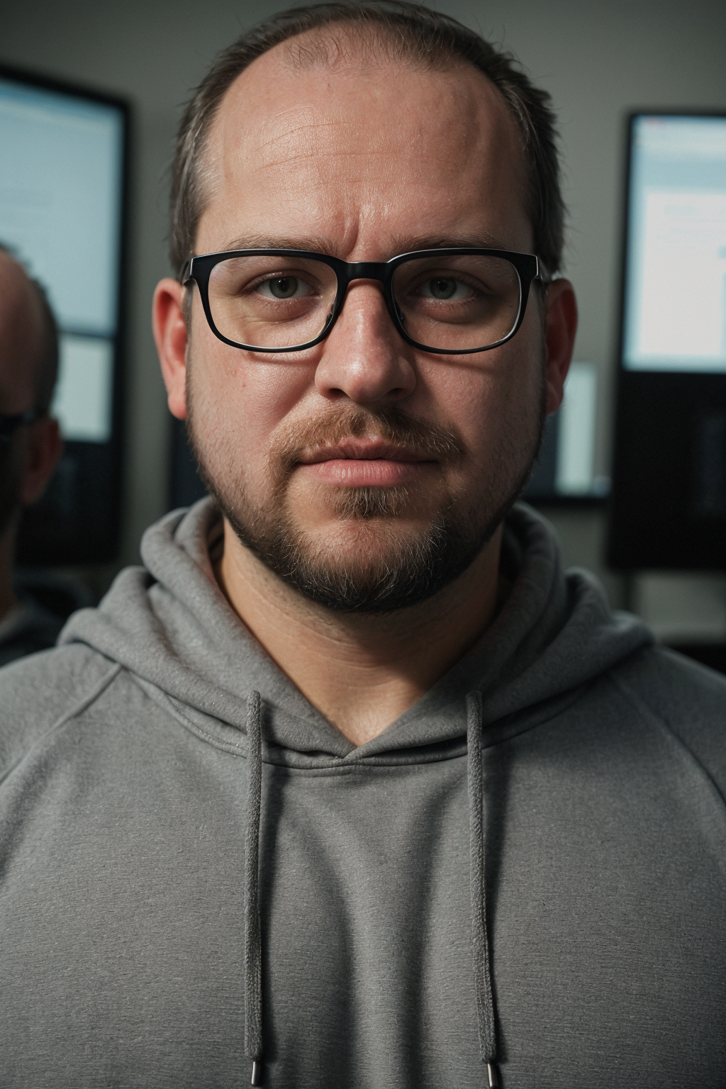 02229-3386286783-High detail RAW color, (full body Photo) of an unattractive man, wide hips, wearing a ((dirty grey hoodie, sweatpants)), ((scruf.png